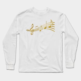 Musical Notes in Gold Long Sleeve T-Shirt